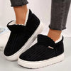Women's Warm Slippers, Striped Couples, Cotton Shoes, Simple Cute Bag, Heel, Non-Slip Cushion